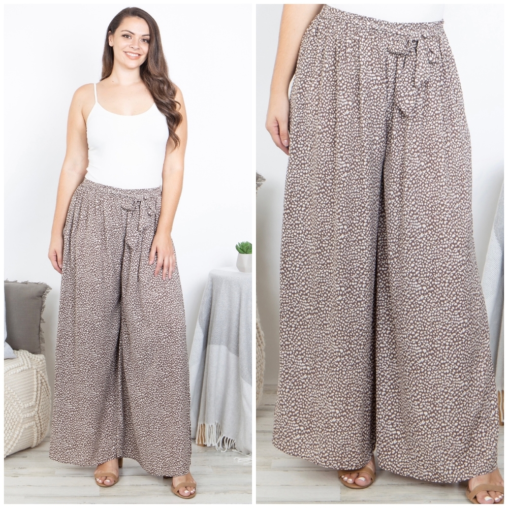 Plus Size Gorgeous Wide Leg Taupe Palazzo Pants